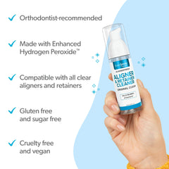 AlignerFresh Original Clean Foam in use with a wearable tray