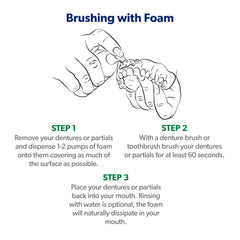 Denture cleaning with FreshDent foam on plate