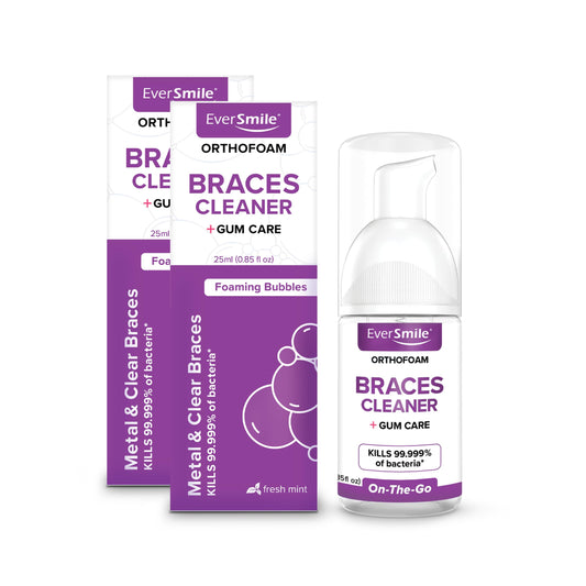 EverSmile OrthoFoam braces cleaner travel size packaging 25ml 2-pack