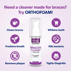 OrthoFoam braces cleaner being applied to braces