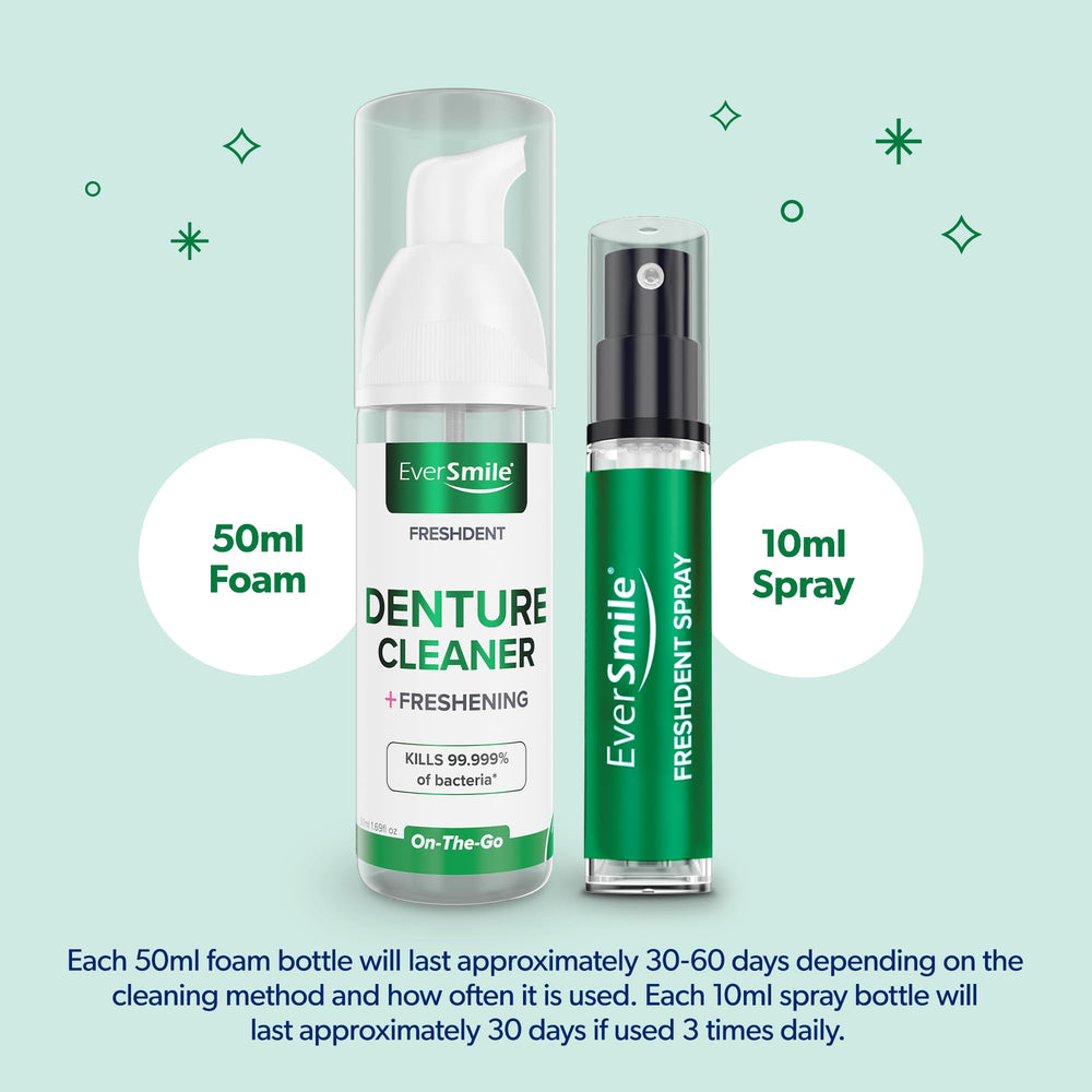 Packaging detail of FreshDent travel duo.
