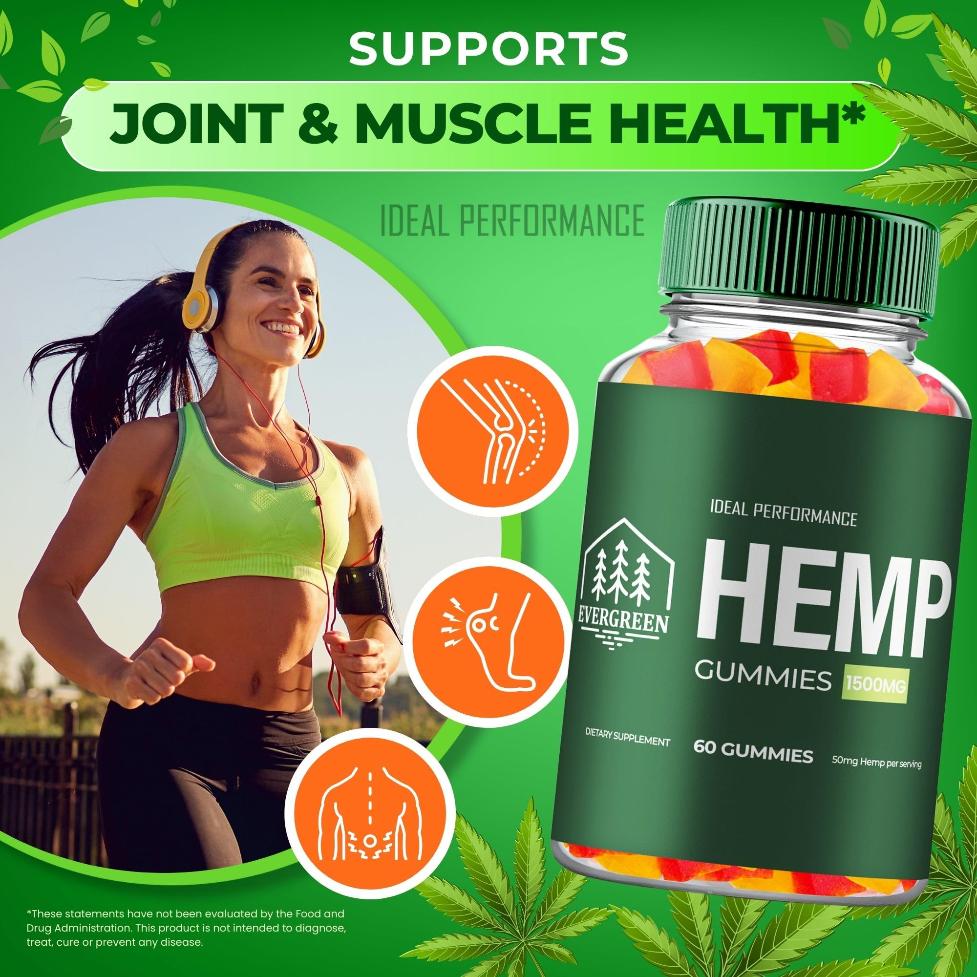 Nutrition facts on Evergreen Hemp Gummies bottle