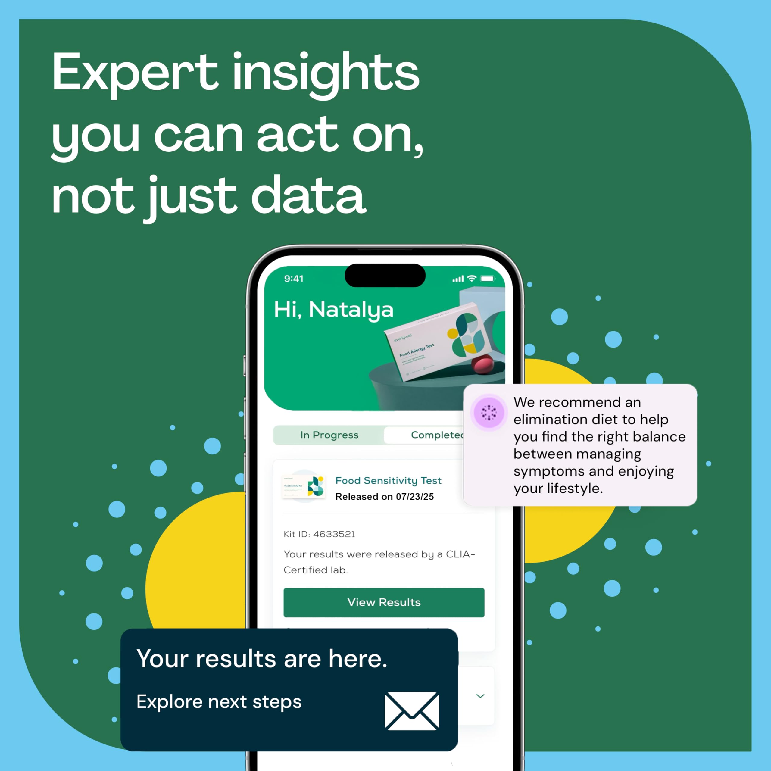 Digital results dashboard showing test insights