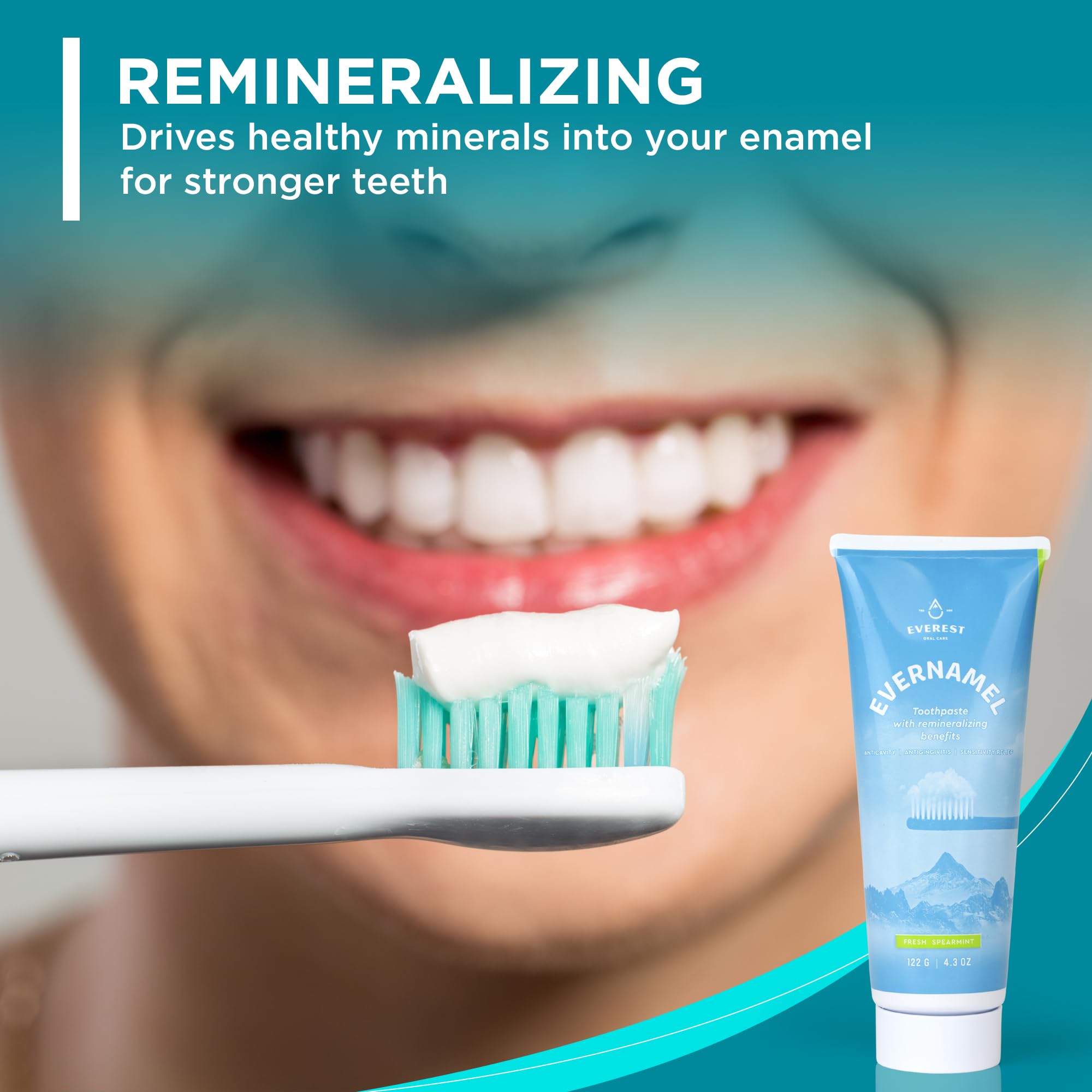 Illustration showing enamel remineralization with Evernamel