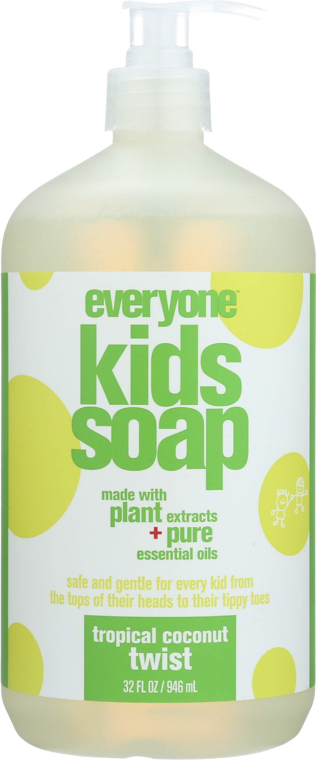 Front view of Everyone 3-in-1 Tropical Coconut Kids Soap six-pack (32oz each)