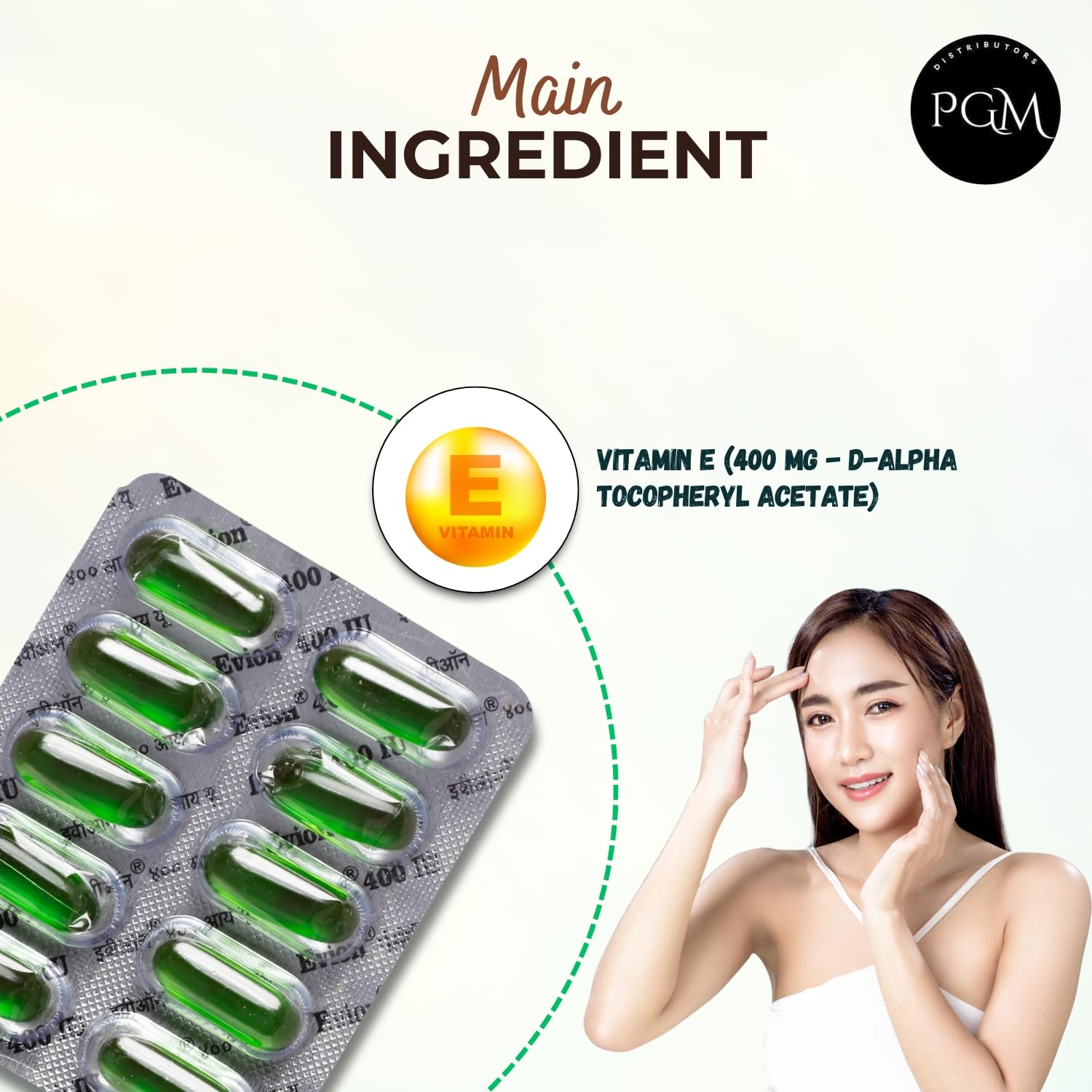 Evion capsules used for face, hair, and nails