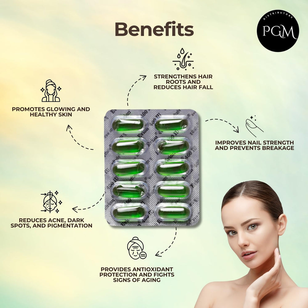 Soft gel Evion capsules on skin close-up