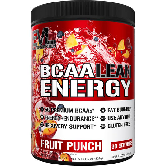 EVL BCAA Lean Energy Powder Fruit Punch canister