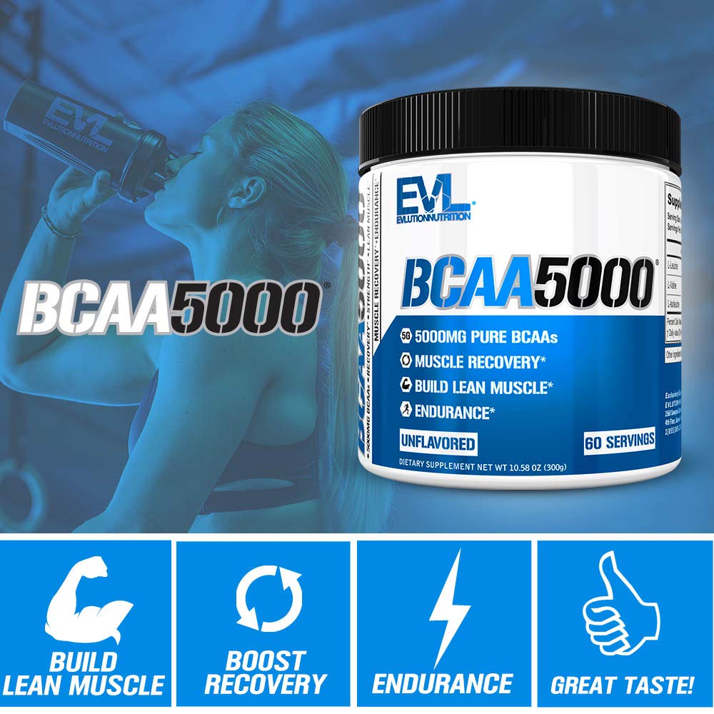 Ingredients list for EVL BCAA5000 amino acids powder
