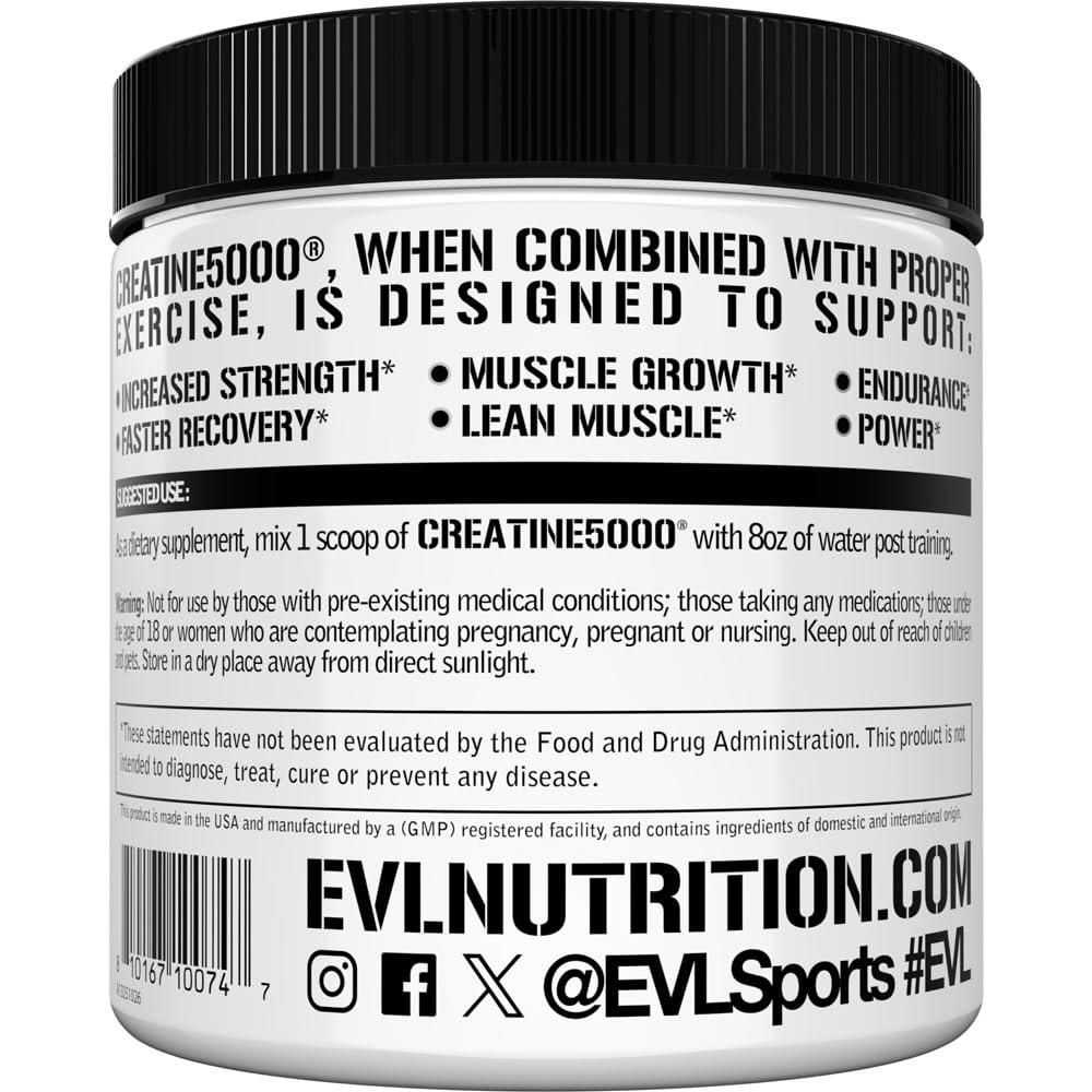Close-up of Creatine Monohydrate powder (5g per serving)