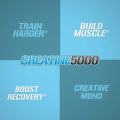 Back view of EVL Creatine5000 packaging indicating 100 servings