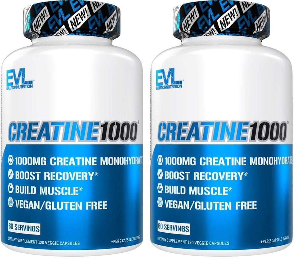 EVL Creatine Monohydrate 1000mg capsules bottle label