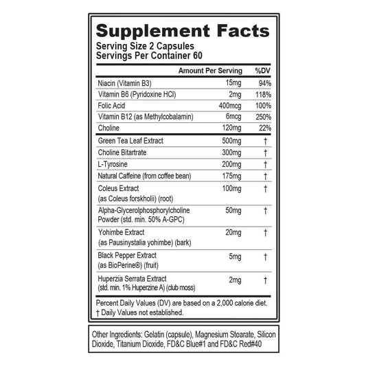 Close-up of Trans4orm Green Tea ingredient label