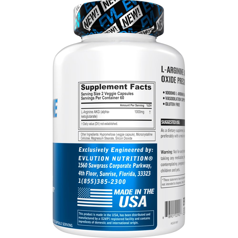 EVLUTION L-Arginine AKG supplement label