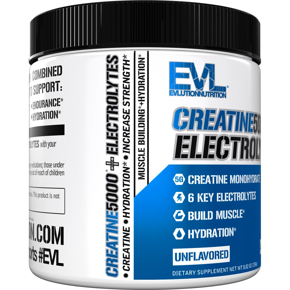 Container of EVL Creatine 5000 + Electrolytes with 40 servings