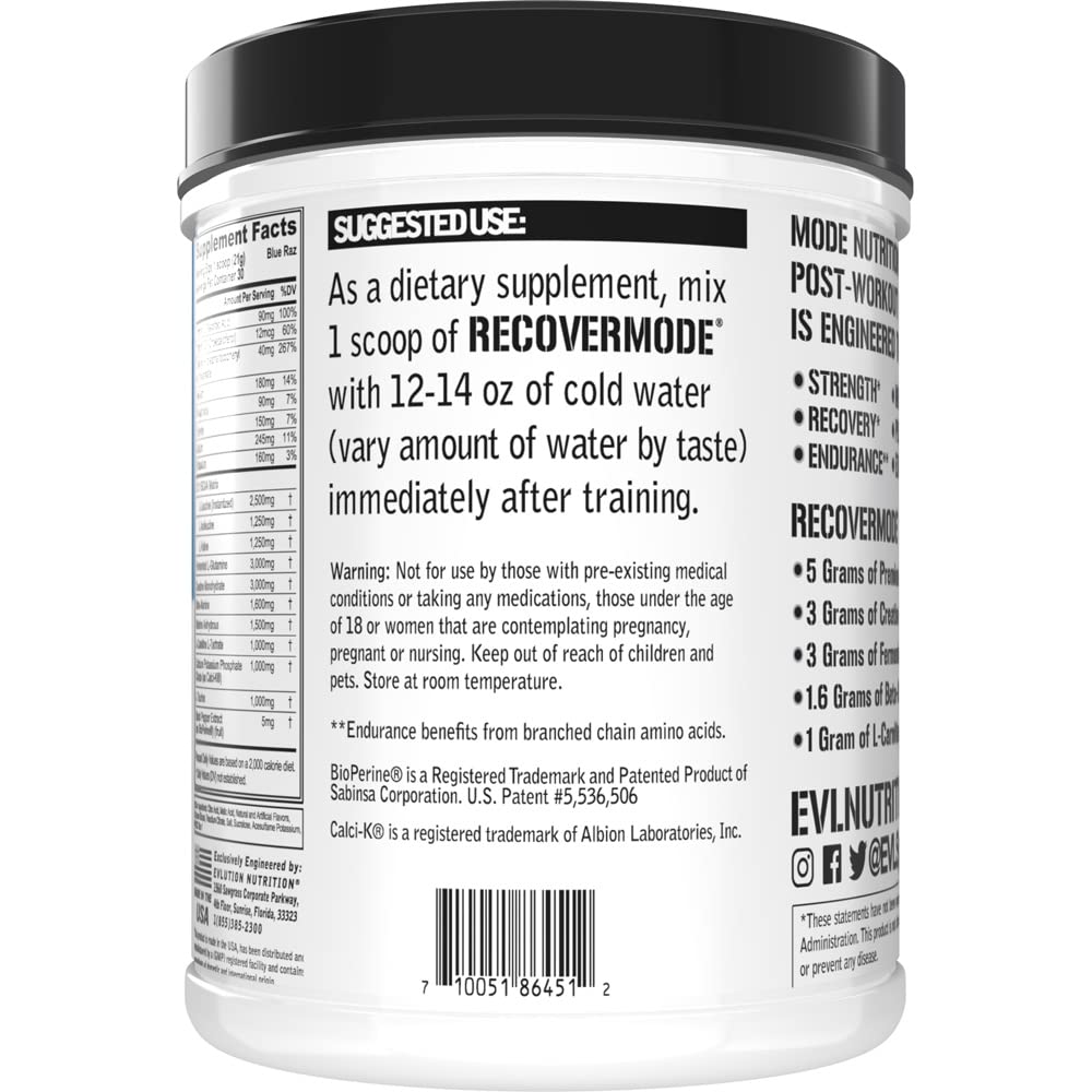 Scoop of Recover Mode powder being added to a glass of water