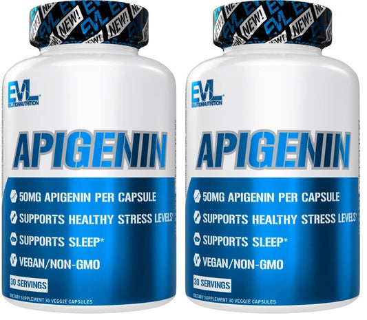 Front view of Evlution Pure Apigenin Chamomile 50mg bottle