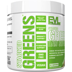 Evlution Stacked Greens scoop closeup showing single-serve portion convenience