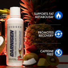 Close-up of Carnigen Liquid label highlighting L-Carnitine 3000 matrix
