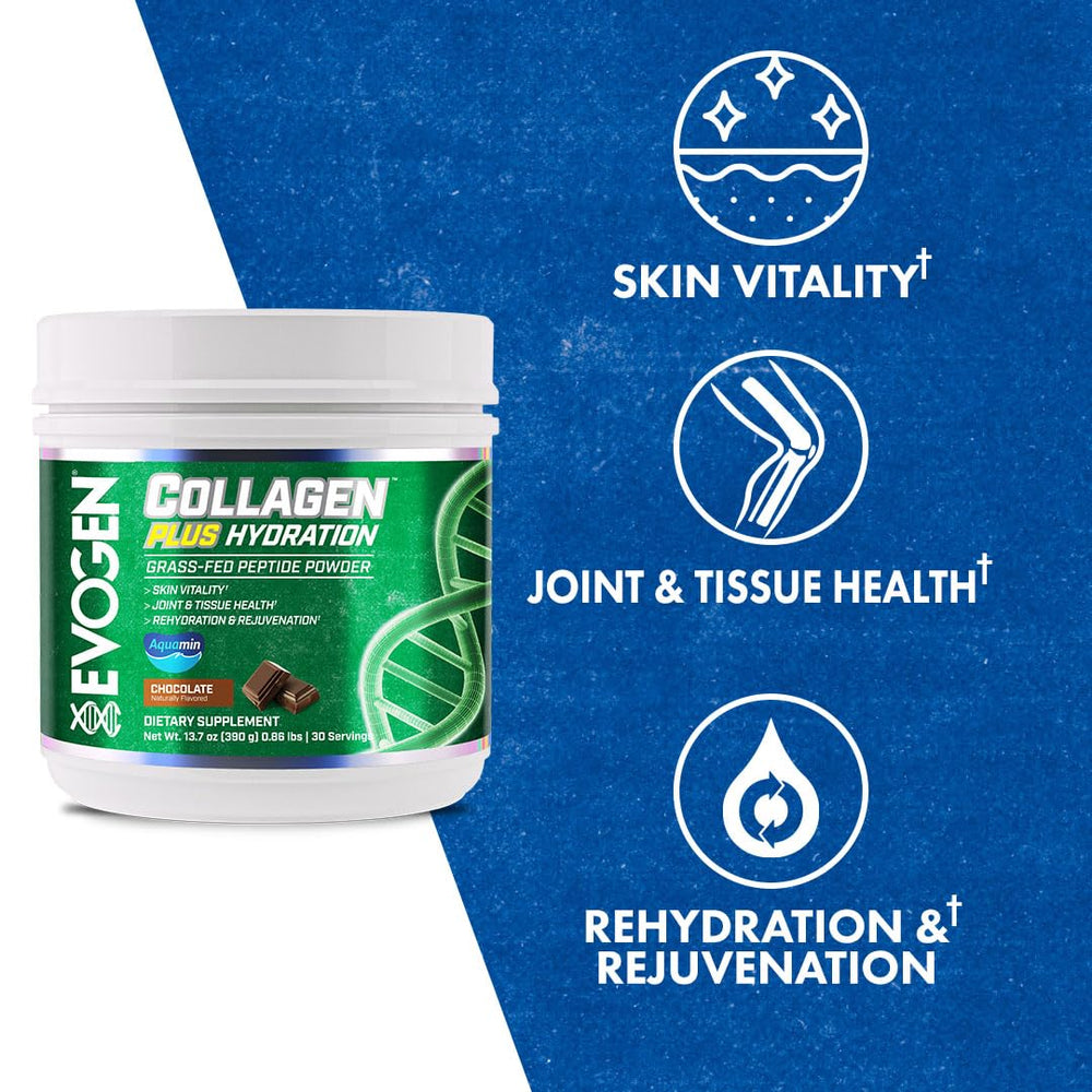 Packaging of Evogen Collagen Plus Hydration Chocolate 30 servings