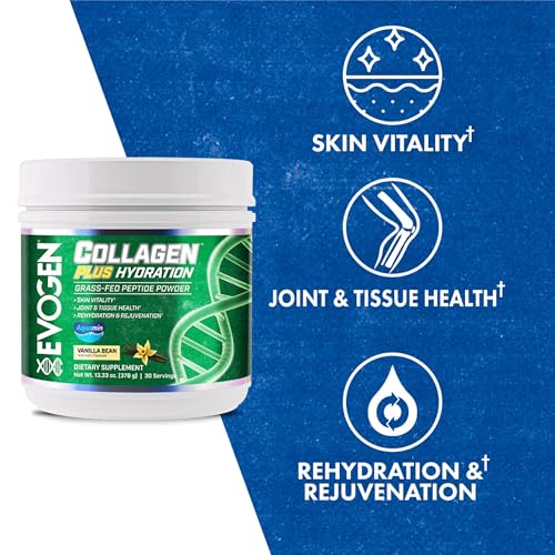 Front view of Evogen Collagen Plus Hydration Vanilla Bean tub