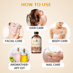 Cinnamon essential oil added to skincare for glow.