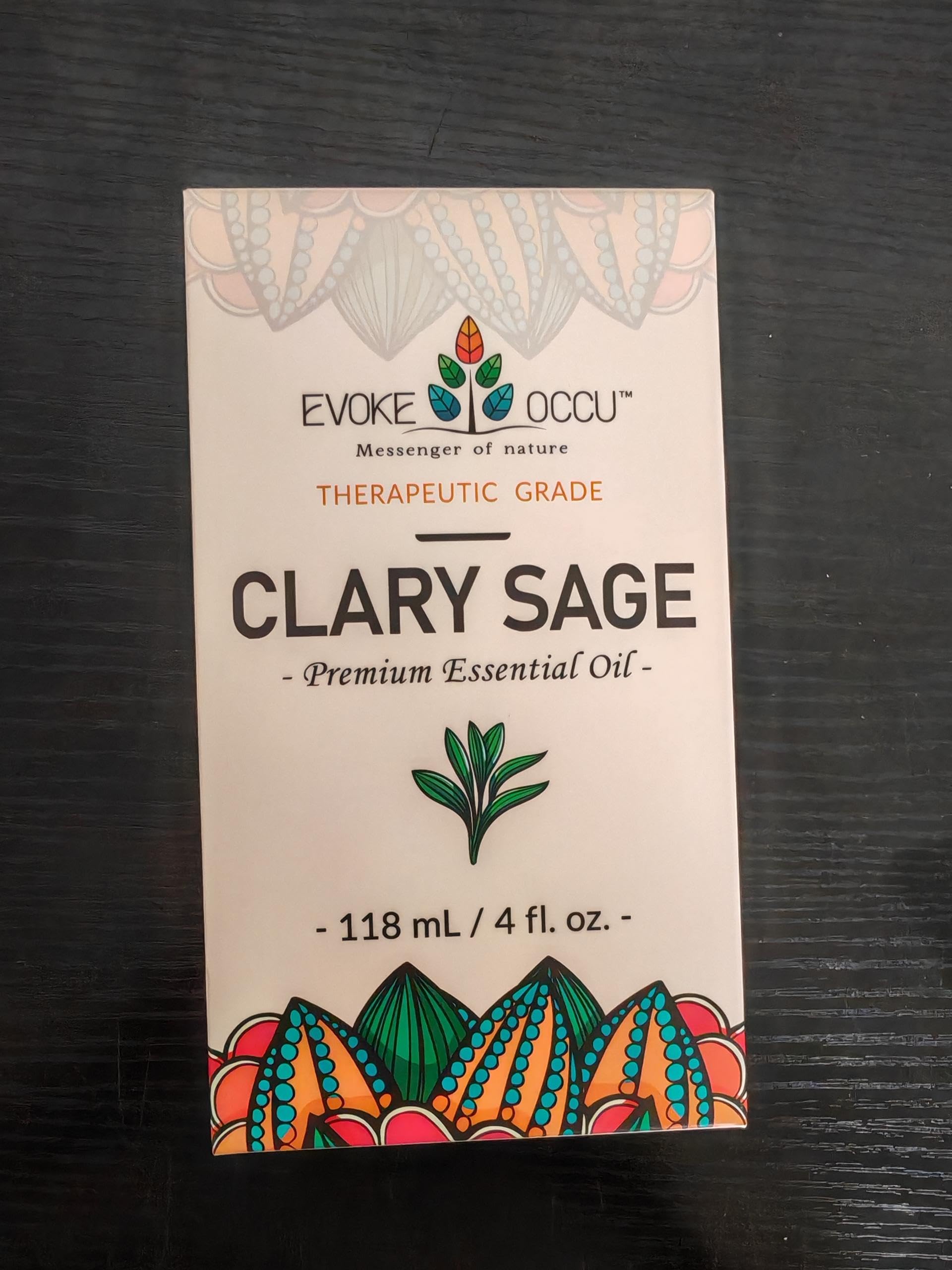 Amber glass bottle with dropper for Clary Sage essential oil