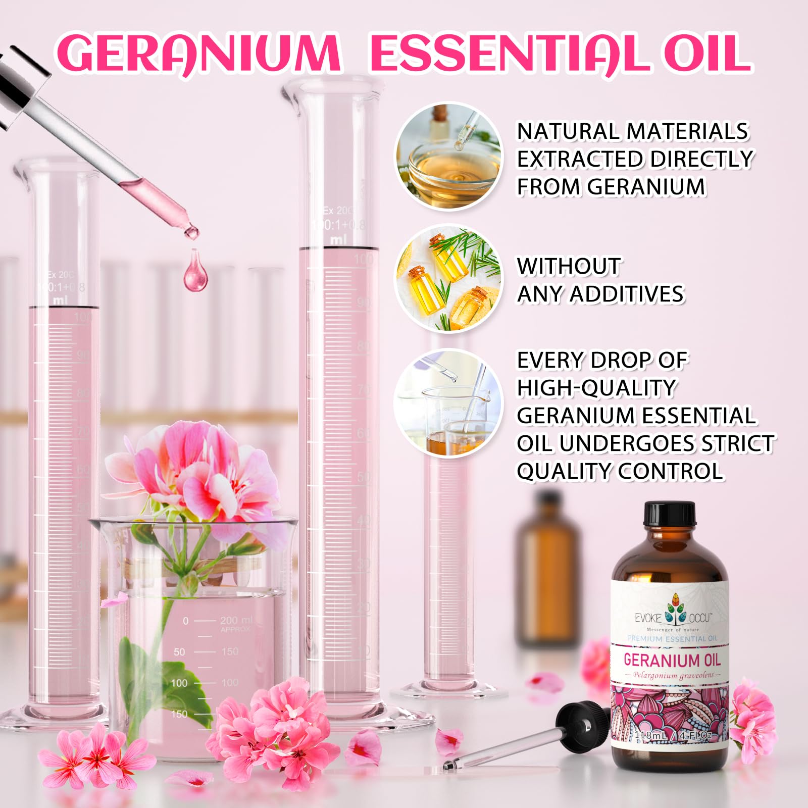 EVOKE OCCU Geranium Essential Oil bottle label and packaging