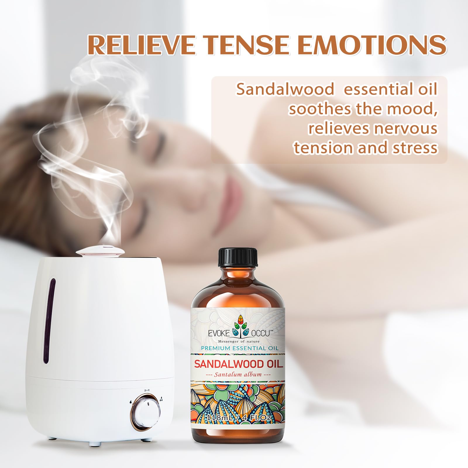 Close-up of sandalwood essential oil dropper