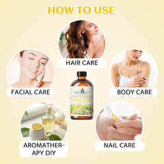 Vanilla essential oil used in candle and relaxation setup.