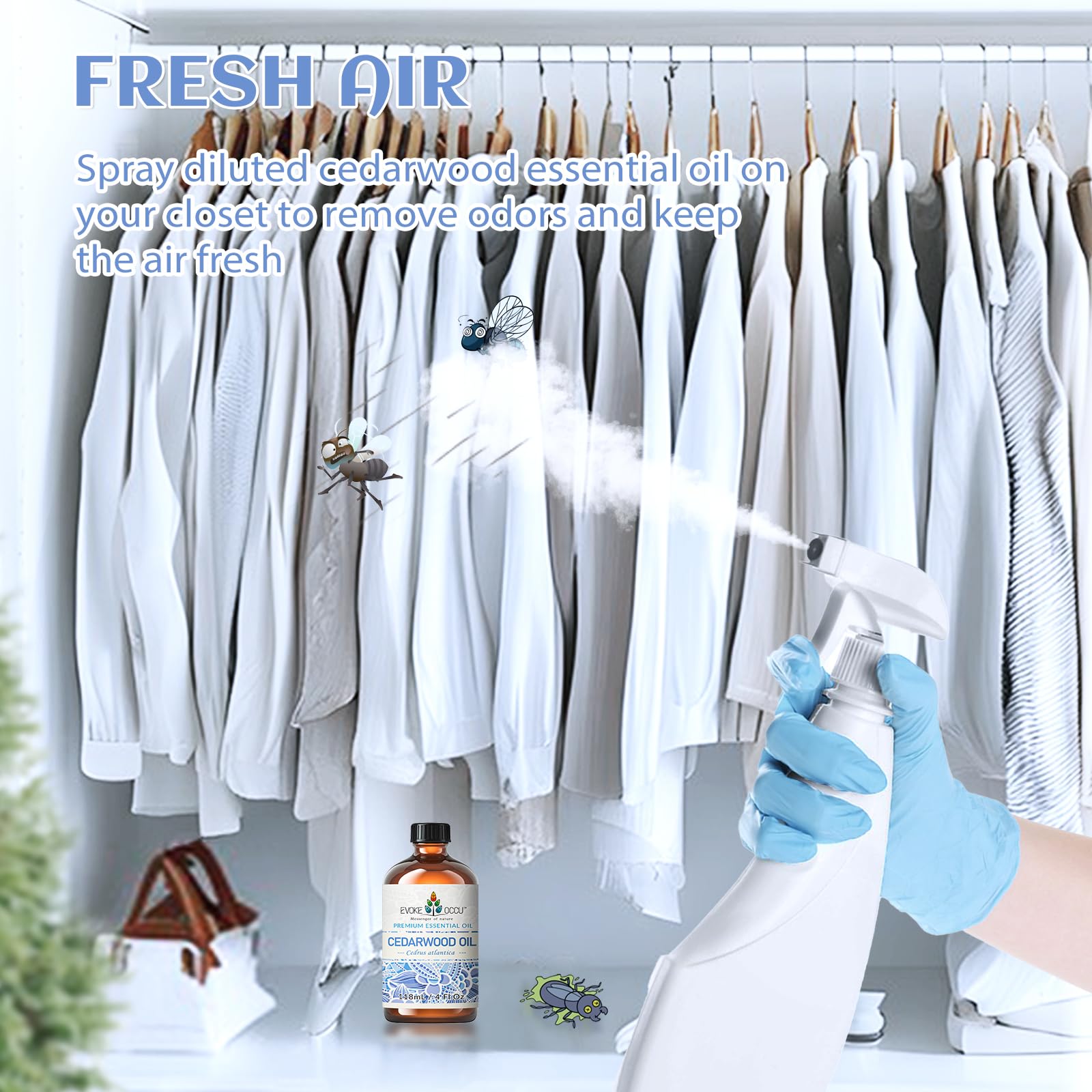 Natural cedarwood oil room deodorizer spray