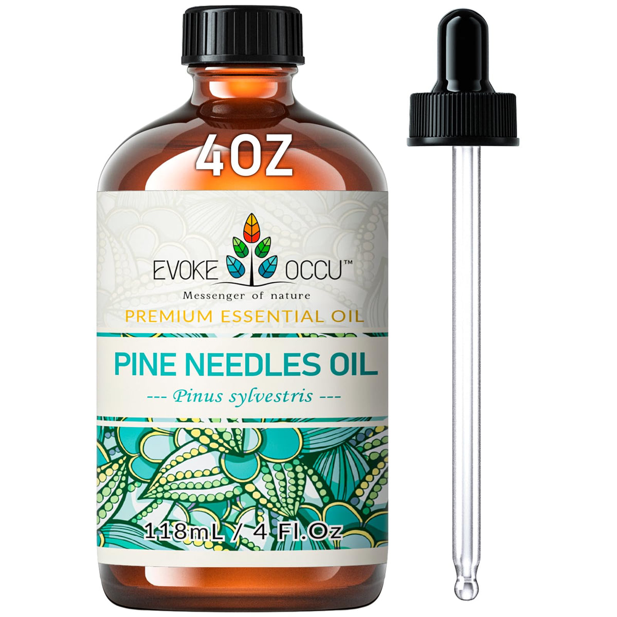 Amber glass bottle containing EVOKE OCCU Pine Essential Oil (4 oz)