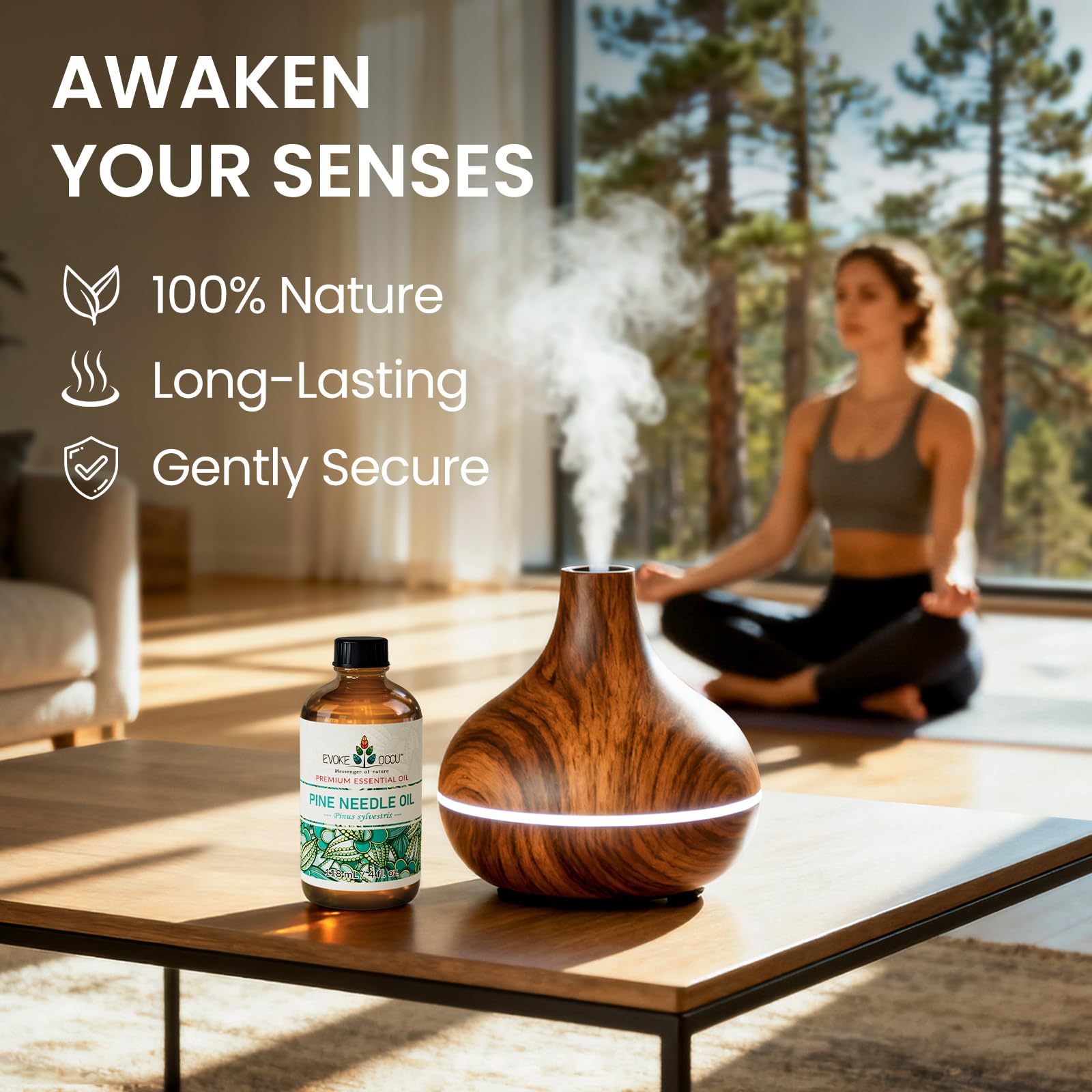 Diffuser releasing fresh pine aroma into a room