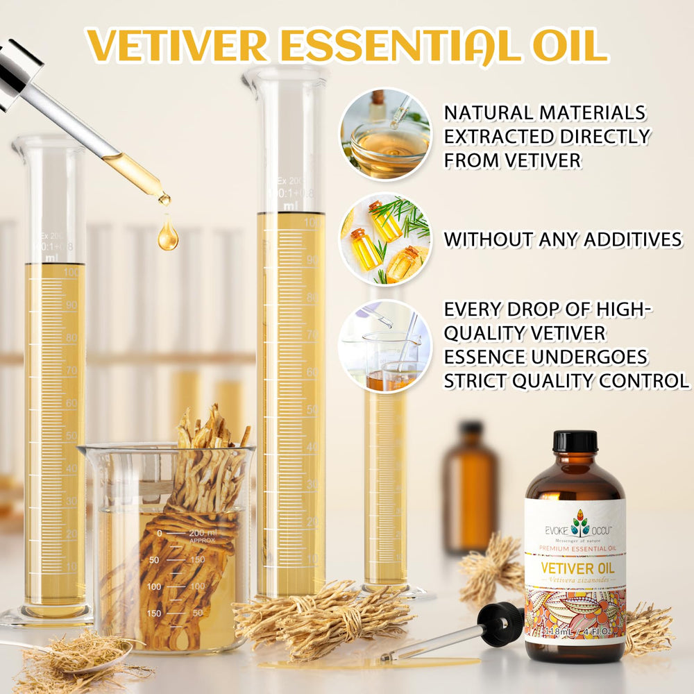 EVOKE OCCU Vetiver Essential Oil bottle label detail