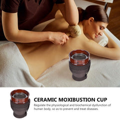 Brown ceramic moxa burner cup with heat-insulation net