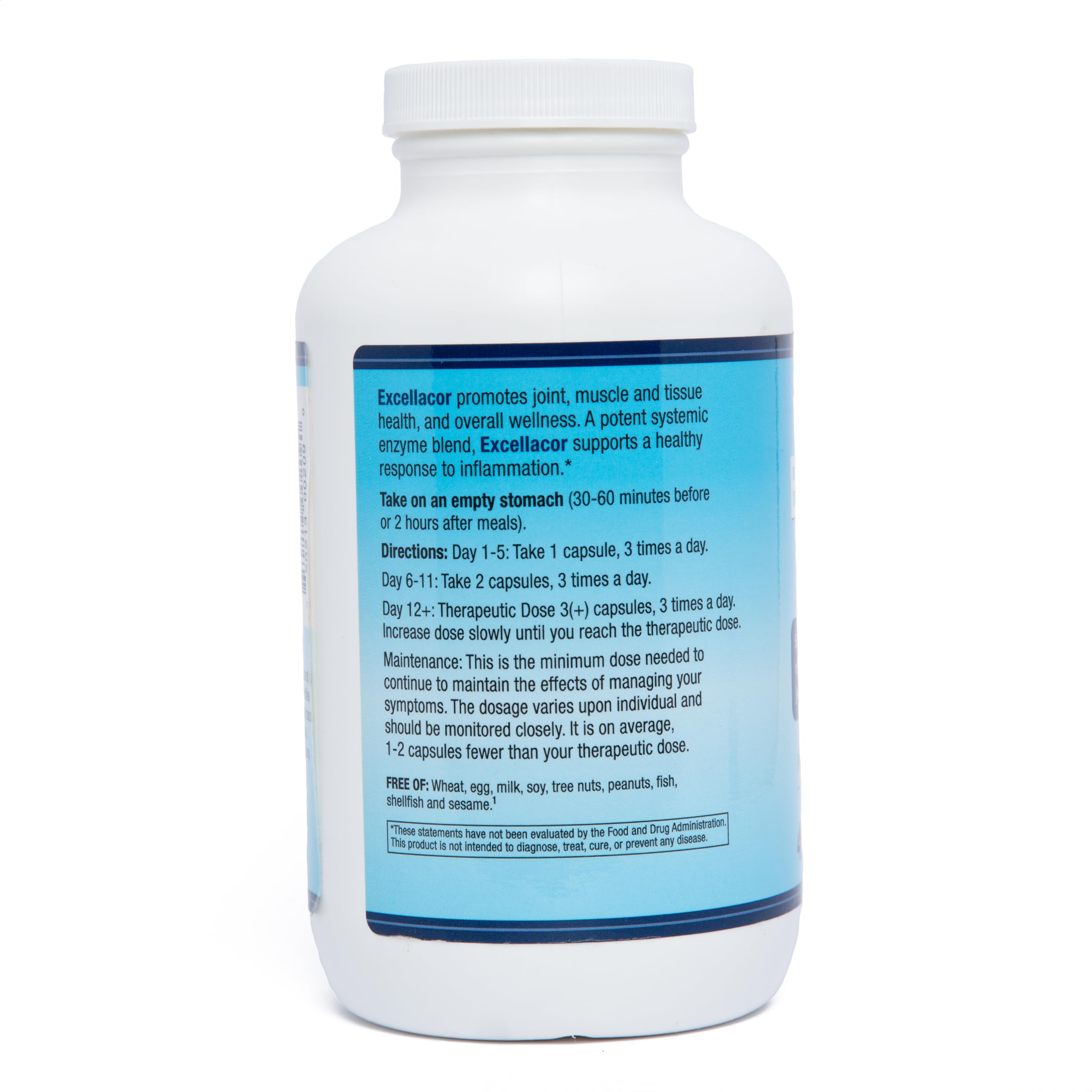 Excellacor-450 bottle back with supplement information