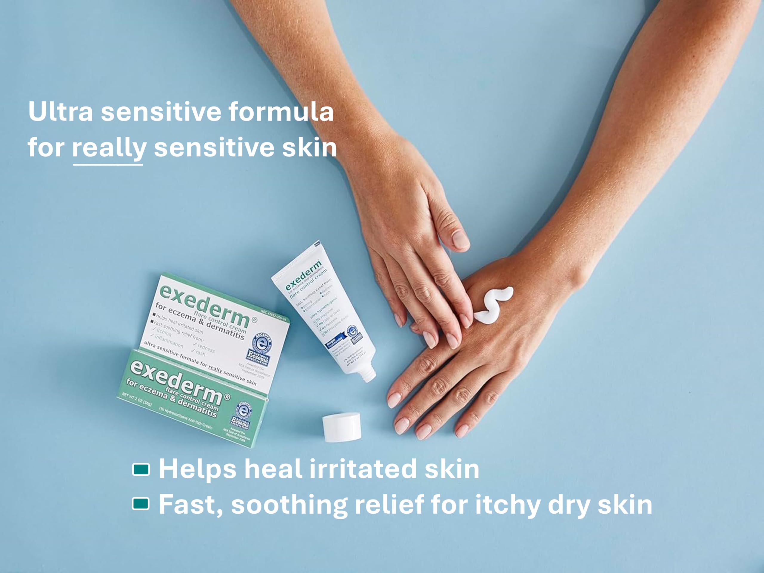 Exederm Flare Control Cream ingredients glycerin and caprylic triglyceride nourish skin