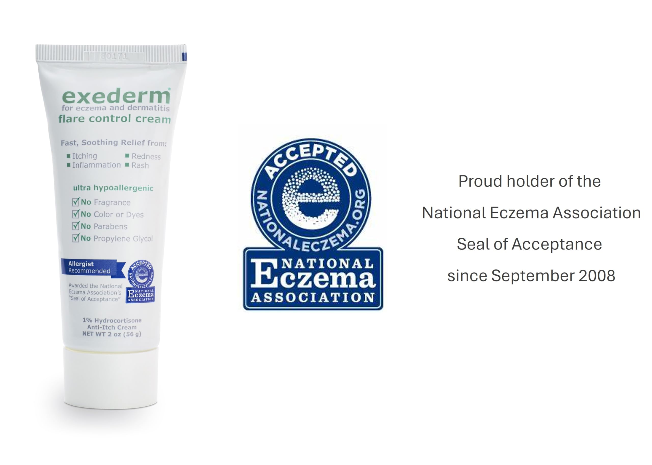 Exederm Flare Control Cream packaging on bathroom counter