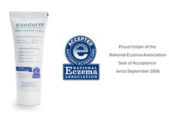 Exederm Flare Control Cream packaging on bathroom counter