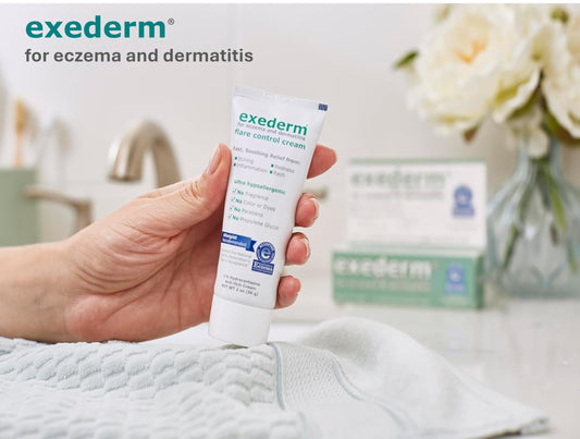 Exederm Flare Control Cream tube back showing usage directions
