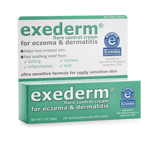 Exederm Flare Control Cream tube front view for soothing irritated skin