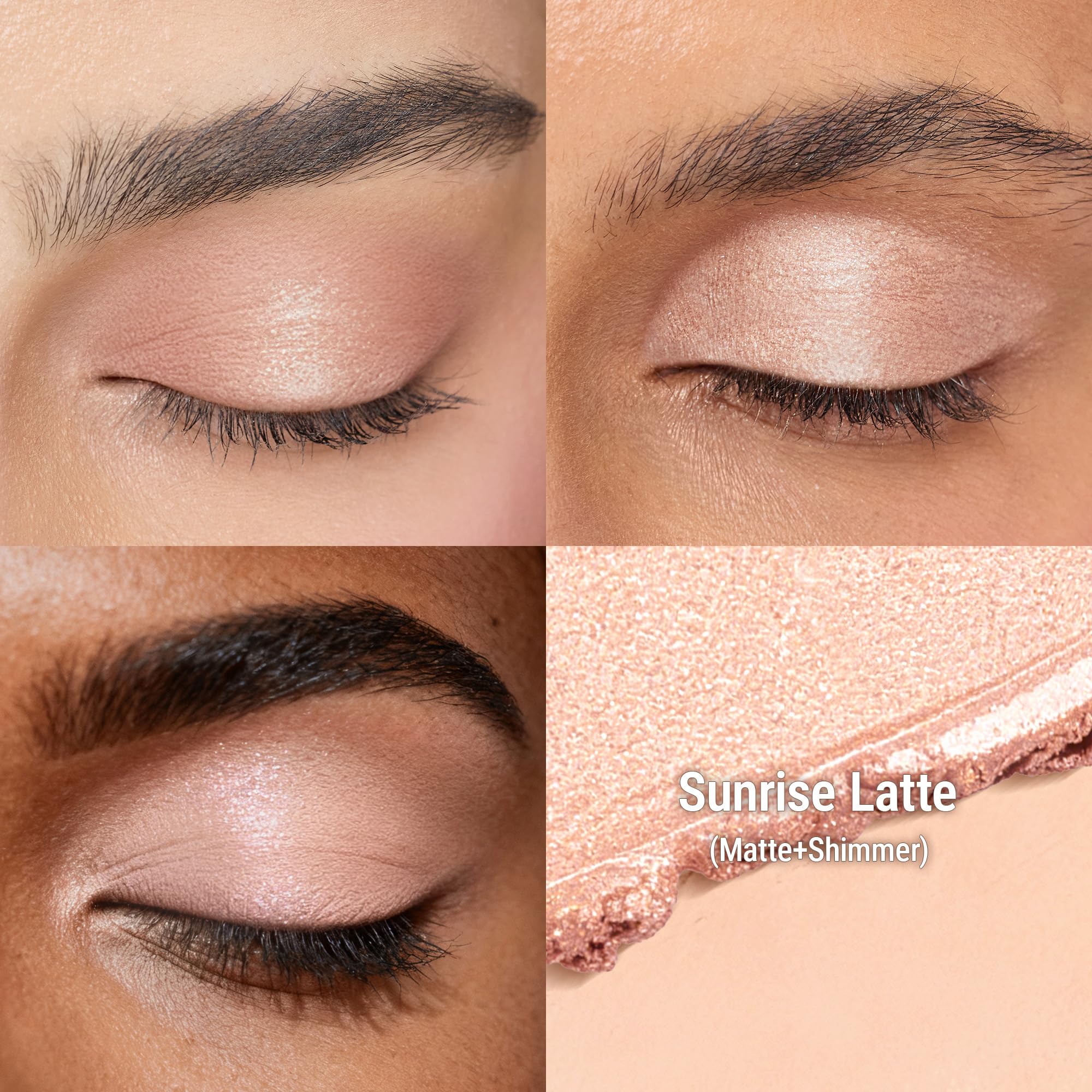 Exmiloo matte end swatches smoothly for crease-free base and definition.