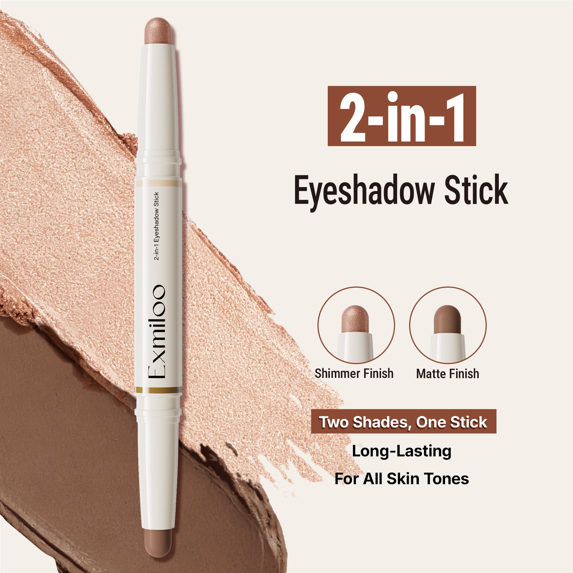 Exmiloo Eyeshadow Stick shimmer shade adds radiance on lids and inner corners