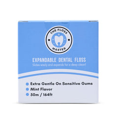 Healthy teeth and gums with expandable floss