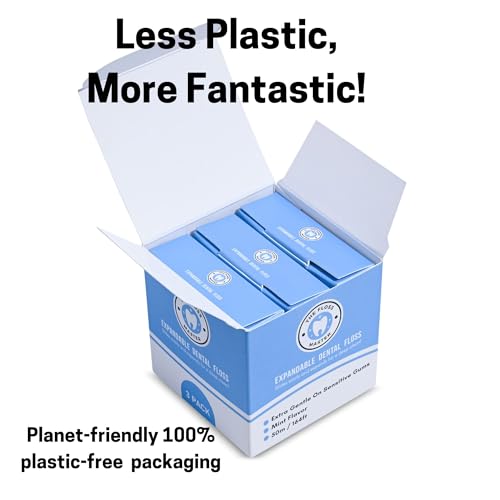 Three-pack mint-flavored dental floss packaging