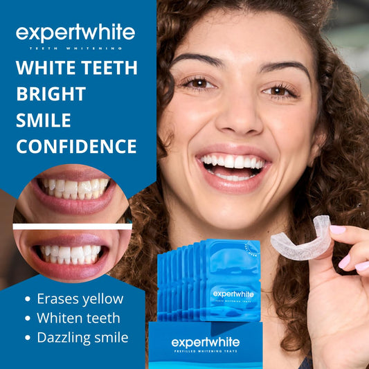 Close-up of prefilled upper and lower whitening trays