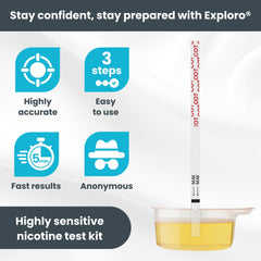 Close-up of nicotine test strip showing Test and Control lines