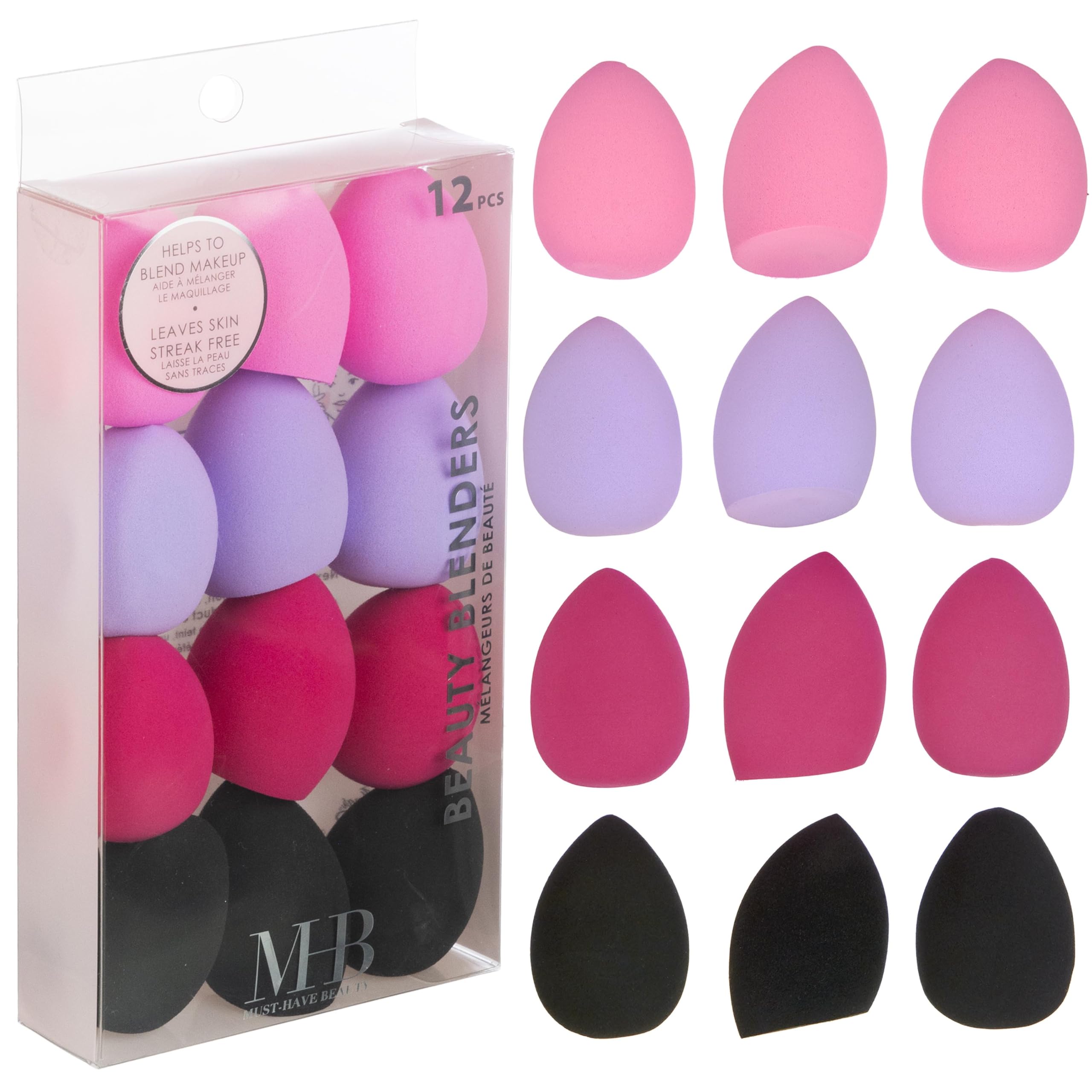 EXPRESSIONS 12pc beauty sponge pack front view for seamless makeup application
