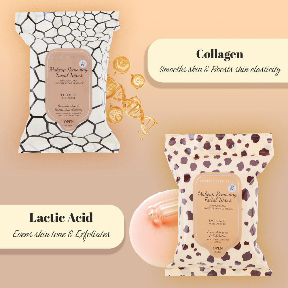 Expressions 4-Pack Makeup Removing Wipes four-packs displayed for versatile cleansing options.