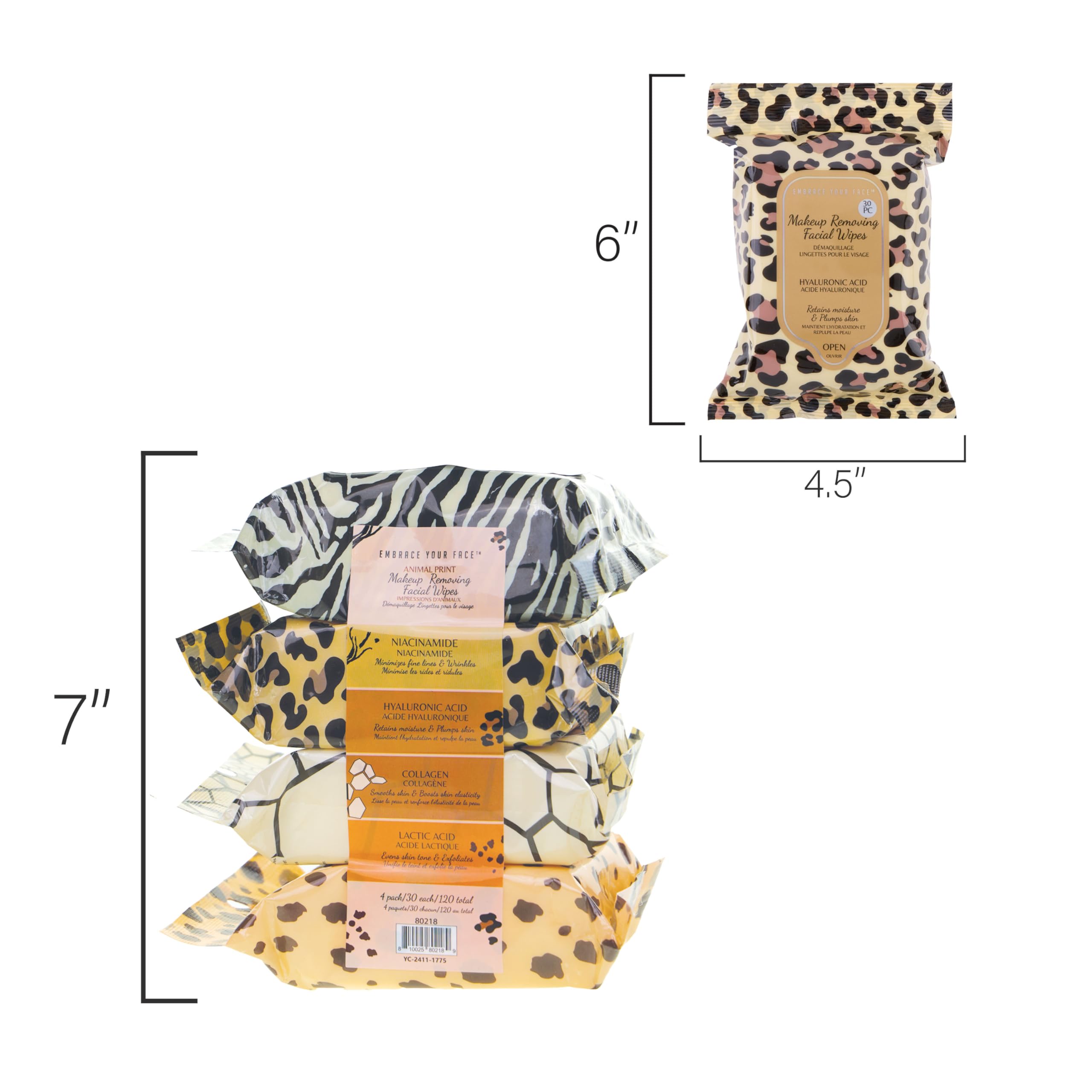 Expressions 4-Pack Makeup Removing Wipes travel-ready in compact set for on-the-go cleansing.